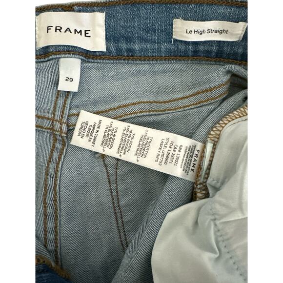 Frame Jeans Womens Size 29 Blue Denim Le High Straight Fit Distressed Ankle - Picture 10 of 10